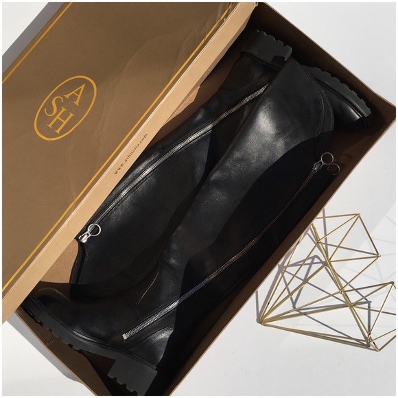 Ash Seven Black Leather Combat Boot - Picture 6 of 8